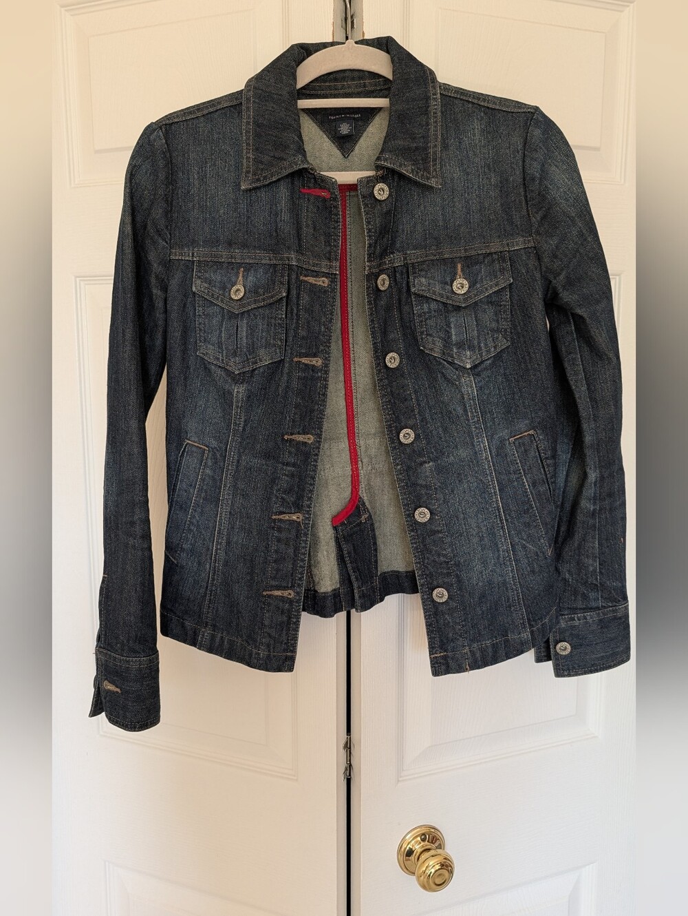 Tommy Hilfiger Dark Wash Denim Jacket with Red Trim